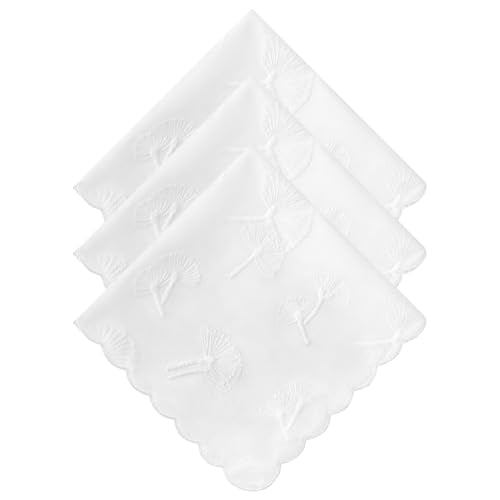 DoreenBeads Women's Cotton Handkerchiefs Scallop Embroidered Ladies Hankies - color: White