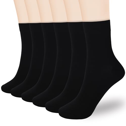 Corlap Women's Thin Above Ankle Socks-6Pairs Cotton Bootie Dress Crew Socks - color: 6 Pairs Black, size: 6-9