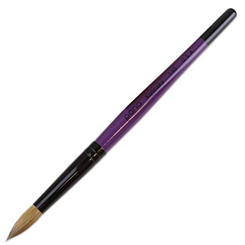 PANA Pure Kolinsky Hair Acrylic Nail Brush - Round Shape Black Ferrule with Purple Wood Handle (Size 14) - for Acrylic Nail Application, Nail Extension, Manicure Pedicure Salon Beginner & Professional - color: Purple, size: Size 14