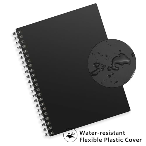 RETTACY Spiral College Ruled Notebook, 300 Pages, A4 Size (8.2" x 11.2") - color: Black, size: 8.2" x 11.2"