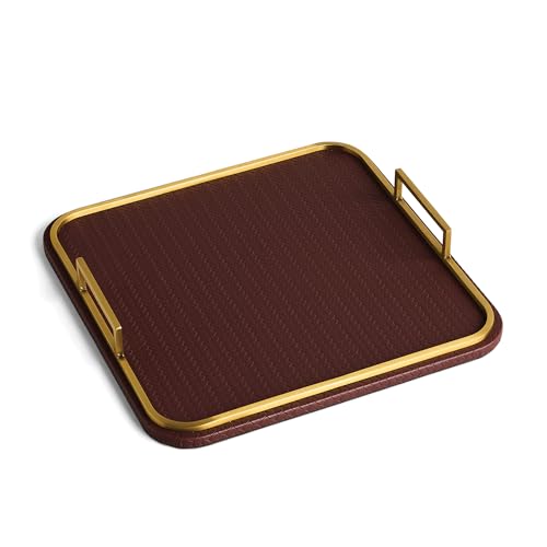 Preston Lane Mayfair Decorative Coffee Table Tray, Faux Leather - Espresso - color: Espresso