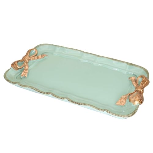Warmtree Bow Jewelry Tray, Coquette Trinket Dish, Vanity Decor - color: Green