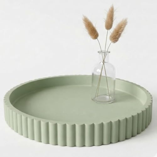 11" Round Concrete Decorative Centerpiece Tray for Coffee Table Sage Green - color: Sage Green Color