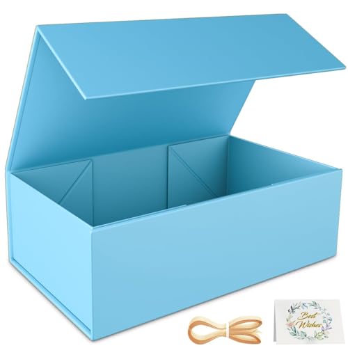 RYDDOY Blue Gift Box, 13.8x9.5x4.3'' Large Gift Boxes with Lids - color: Blue, size: 13.8 x 9.5 x 4.3 Inch