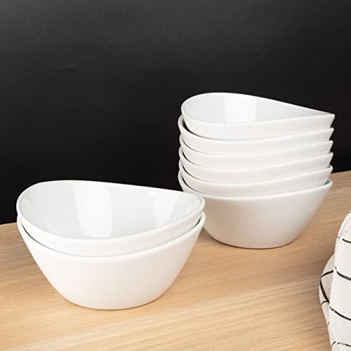 GarveeHome 8 in Ceramic Deep Soup Bowls & Salad Bowls - 42 oz Large Bowls Set of 4 for Kitchen - White Ceramic Serving Bowls for Salads, Cereal, Soup, Dishwasher & Microwave Safe - size: 42 OZ