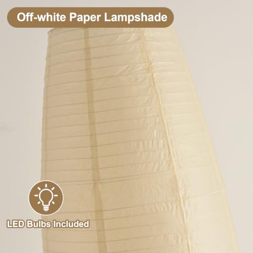 Off-White Paper Lamp Paper Floor Lamp, 3-Lights Bulbs Included - color: Oval Off-white & Black