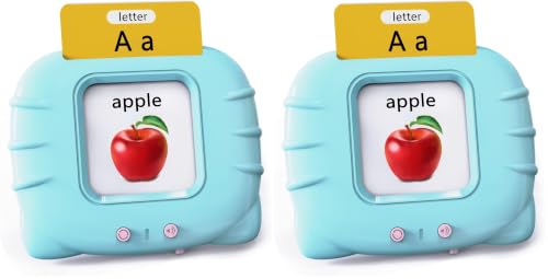 Lapare Audible Learning Toy with Music for Toddler Age 1 2 3 4 5, 520 Sight Words Flash Cards Kindergarten Toy for Boys to Learn Alphabet Number Color Shapes and More (Pack of 2) - color: Cyan, size: 520 Sight Words English (Pack of 2)