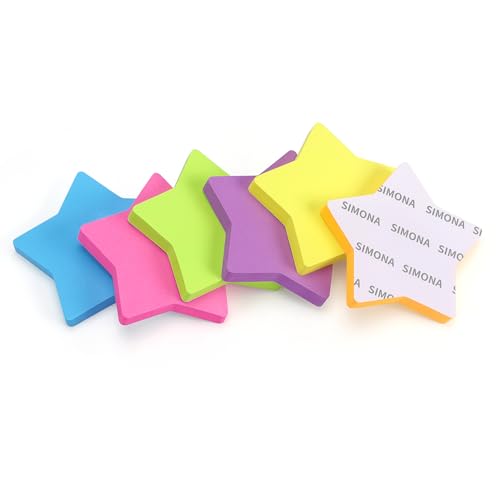SIMONA Star Shape Sticky Notes 3x3 Inch, 6 Bright Colors, 450 Sheets - color: 6 Bright Colors