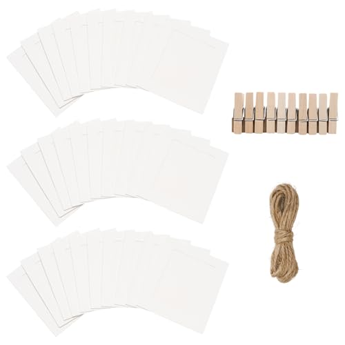 30Pcs 3x4Inch White Paper Photo Frames with String & Clips - color: White, size: 3x4inch