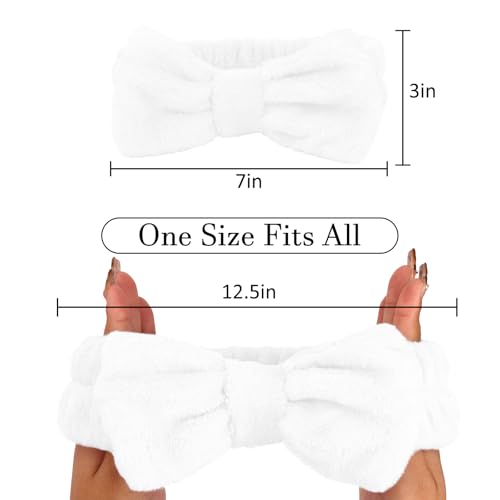 10 Pack Cute White Soft Microfiber Spa Headbands for Women & Girls - color: White