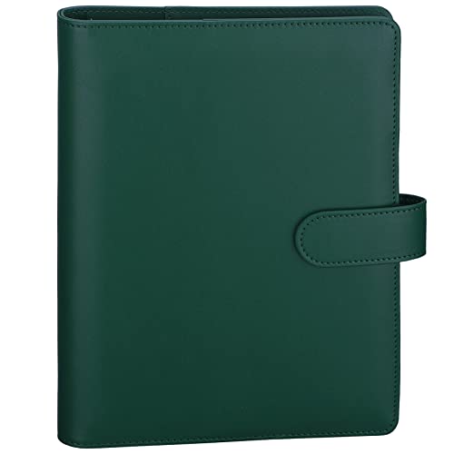 Antner A5 Binder 6 Ring Refillable Notebook Binder Planner Cover for A5 Refill Paper, PU Leather Loose Leaf Personal Organizer Budget Planner for Savings & Budgeting with Magnetic Buckle, Dark Green - color: Dark Green