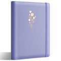 Ovesmusl Aesthetic A5 Binder 6 Ring, PU Leather Refillable Planner Cover - color: Purple-flowers, size: A5