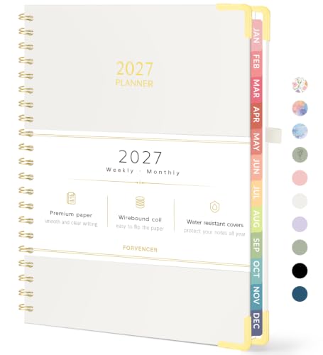 Forvencer 2027 Planner Weekly and Monthly, Hardcover Calendar Planner, A4 - color: Off-white, size: 8.5"x11" (Jan 2027 - Dec 2027)