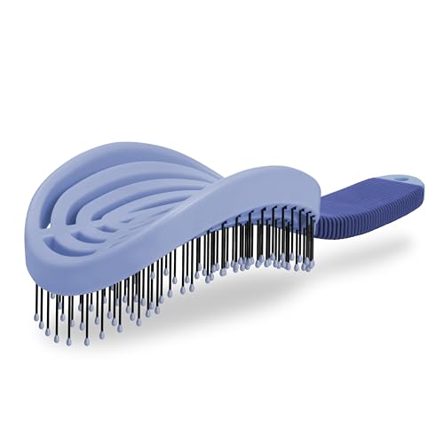 NuWay® DoubleC® Scalp Care Hair Brush – Patented Double Curve Design for Scalp Massage, Vented Blow-Dry Styling, Wet & Dry Hair, All Hair Types (Indigo) - color: Indigo