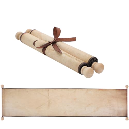 Epakh 1 Pcs Blank Scroll Paper with Wood Rods for Naughty or Nice List, Writing, Wedding Vows, Drawing, Cosplay Prop, Renaissance, Tabletop Role(Retro,7.5 x 30 Inches) - color: Retro White, size: 7.5 x 30 Inch