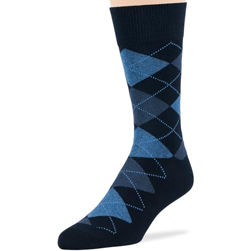 7BIGSTARS Men Cotton Patterned Crew Dress Socks 4-6 Pack, L 9-12 - color: 05a - Argyle, Dark Navy-light Navy/Denim Blue (Ar02)
