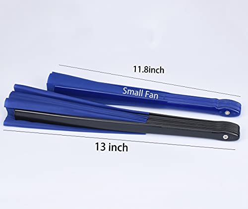 Folding Fan Chinese Hand Fan Performance Fan Nylon-Cloth Fan 13 inch (Blue) - color: Blue