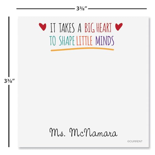 Current Teacher Personalized Note Sheets in a Cube - 400, 3.38 x 3.38, Loose Sheets in 2.75" Tall Clear Acrylic Box - color: Teacher