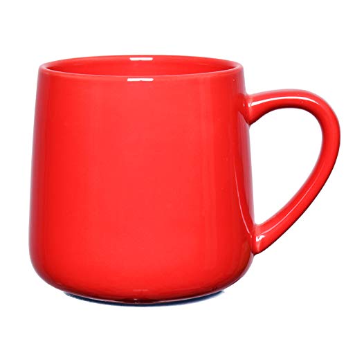 Bosmarlin Glossy Ceramic Coffee Mug, Tea Cup for Office and Home, 18 oz, Suitable for Dishwasher and Microwave(Red, 1) - color: Red