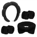 Black Skincare Bubble headband and wristband set for Face Washing - color: Black