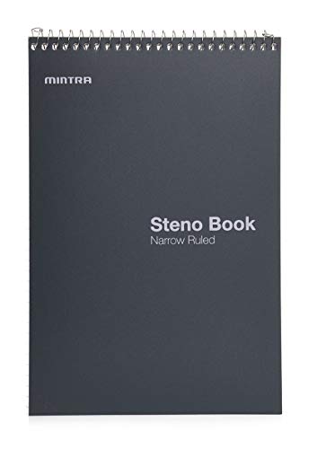 Mintra Office Steno Books Set - Top-Spiral Bound, Narrow Ruled, 100 White Tint Sheets, Poly Covered Notebooks for Office & School, Colorful Arctic Ice, Green Olive, Charcoal, Chili Oil, 6"x9", 8 Pack - color: Poly Steno 8pk (Arctic Ice, Green Olive, Charc