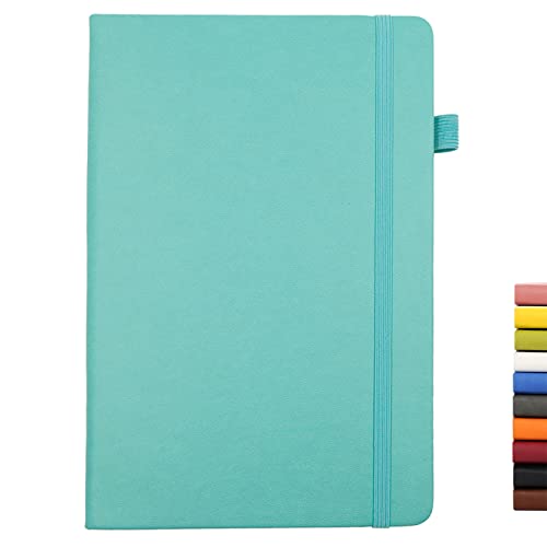 Lined Journal Notebooks with Pen Loop, Hardcover Notebook Journal for Work, 100Gsm Premium Thick Paper with Inner Pocket, Medium 5.7"x8.4", （Cyan, Ruled） - color: Cyan, size: 1 Pack