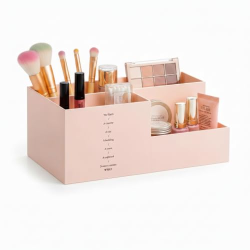 Jekelife Desk Organizer,Desk Storage Caddy, Pen Holder for Office Stationery,Vanity Small Items,Multi Compartment Desktop Organizer,Pink - color: Pink, size: A