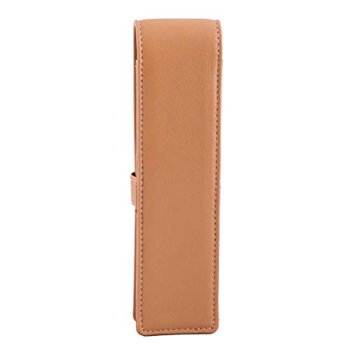 DiLoro Leather Pen Case Pouch Holder for Two Fountain Ballpoint Rollerball Pens or Pencils (Tan) - color: Tan