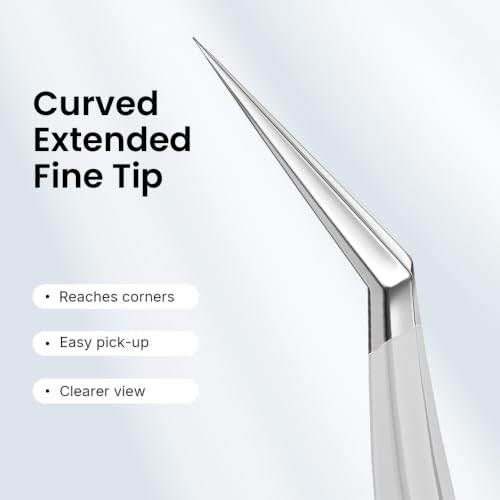 Craft Tweezers, Precision Tweezer with Leather Pouch for Stickers - color: Silver