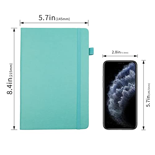 Lined Journal Notebooks with Pen Loop, Hardcover Notebook Journal for Work, 100Gsm Premium Thick Paper with Inner Pocket, Medium 5.7"x8.4", （Cyan, Ruled） - color: Cyan, size: 1 Pack