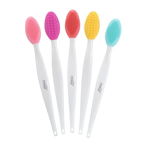 MSQ 5 PCS Lip Scrub Brush, Double-end Silicone Nose Clean Brush Lip Exfoliating Brush for Men Women Double-Sided Soft Lip Brush for Smoth Lip Appearance - color: Colorful