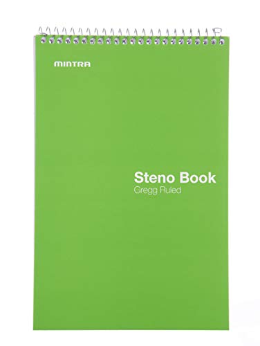 Mintra Office Steno Books Set - Top-Spiral Bound, Gregg Ruled, 70 White Sheets, Poly Primary Color Covered Notebooks for Office, Professional, School & Work, Note-taking, Writing Pads, 6"x9", 4 Pack - color: Primary Colors 4pk, size: Gregg Ruled