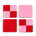Folkulture Pink & Red Decorative Coasters Set of 4, Non Slip, 4 Inch - color: Checkered Valentine