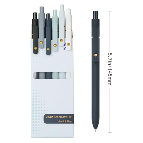 Ddaowanx Gel Pens Set,12 Pcs 0.7mm Retractable Quick Dry Black Ink Pens - color: 12 Pcs Black White Gray