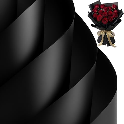 CCIJESW 20 Sheets Flower Bouquet Wrapping Paper Floral Packaging Pure Black - color: 001-Slightly Transparent Black