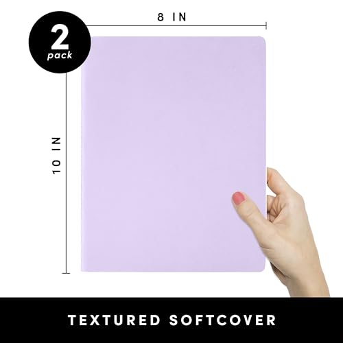 PAPERAGE Soft Cover Lined Journal Notebook, 2 Pack, (Lavender), 100 Pages, Large 7.5 inches x 9.5 inches, College Ruled, Ideal for Note Taking & Travel Journal - color: Lavender, style: Lined 100pgs (2 Pack)