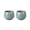KAMMAK Japanese Tea Cups, 5 Oz Small Handmade Ceramic Teacups, Set of 2 - style: Ice Crackle Glaze-Egg