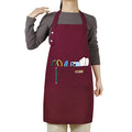 Hongsome Adjustable Button Apron for Women Men Artist Painting Pottery Garden Cooking Kitchen Chef 3 Pockets Waterproof M-XXL - color: Red