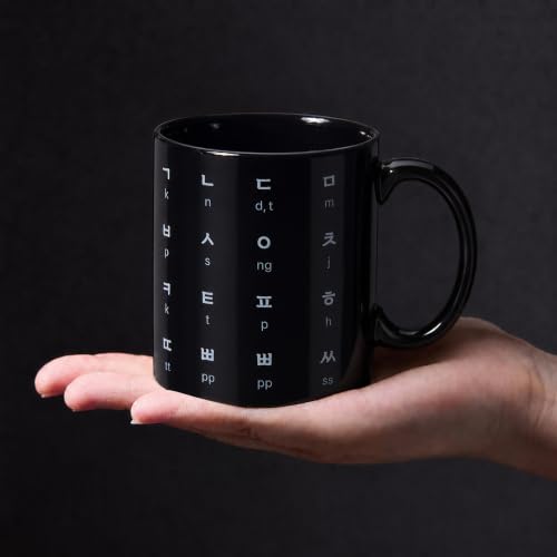 BICETTO Hangul Coffee Mug - Korean Alphabet Cup, K-Pop Gift Carbon Black - color: Carbon Black