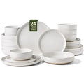Famiware Milkyway 24-Piece Dinnerware Set with Pasta Bowls, White - color: White, size: Service for 6 (Include Pasta Bowls)