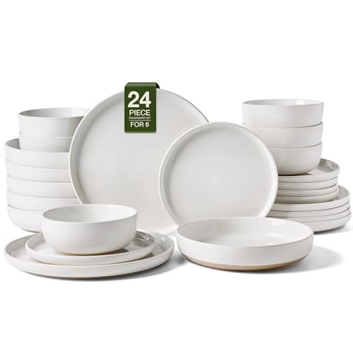 Famiware Milkyway 24-Piece Dinnerware Set with Pasta Bowls, White - color: White, size: Service for 6 (Include Pasta Bowls)