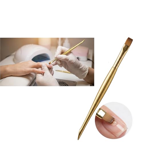 3 Pcs Gold Nail Art Brush Set - Premium Gel Polish Brushes with Ergonomic Curved Handles, Includes Ultra-Fine Liner, Flat, and Oval Brushes for Nail Extension, Painting, and DIY Manicure Detailing