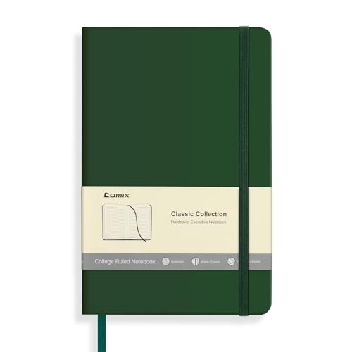 Comix Lined Journal Notebook for Work, 240 Pages, 5.5" x 8.3", Dark Green - color: Dark Green, size: 1 Pack