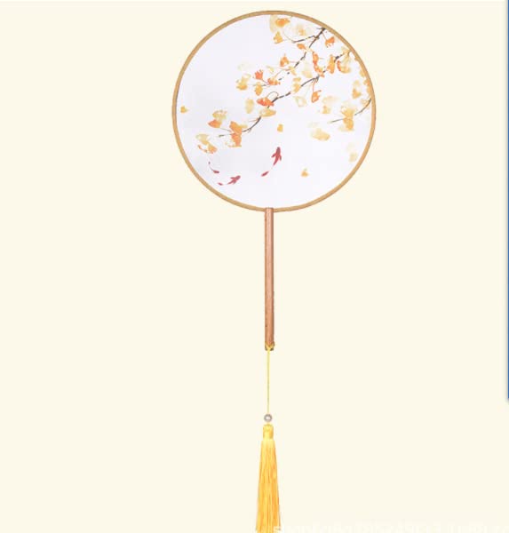 BAOZOON 4 Pcs Silky Translucent Ancient Round Fan Classic Silk Hand Held Fan Floral Pattern Palace Paddle Dance Fan with Tassel Wooden Handle Wedding Favor Gift Home Decor - color: Purple