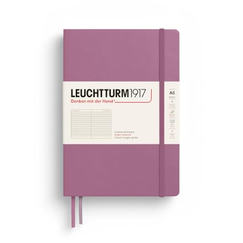 LEUCHTTURM1917 - Notebook Hardcover Medium A5-251 Numbered Pages for Writing and Journaling - Thinking Ahead (Ruled Paper, Dusty Rose) - color: Dusty Rose, style: Ruled