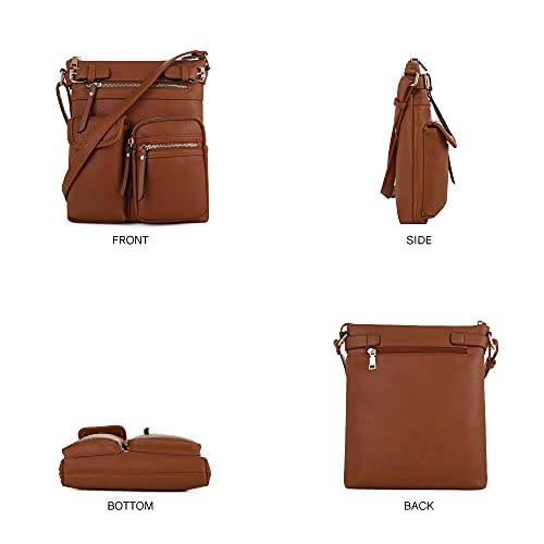SG SUGU Katie Lightweight Medium Crossbody Bag Shoulder Bag with Multi Pocket for Women - color: Tan