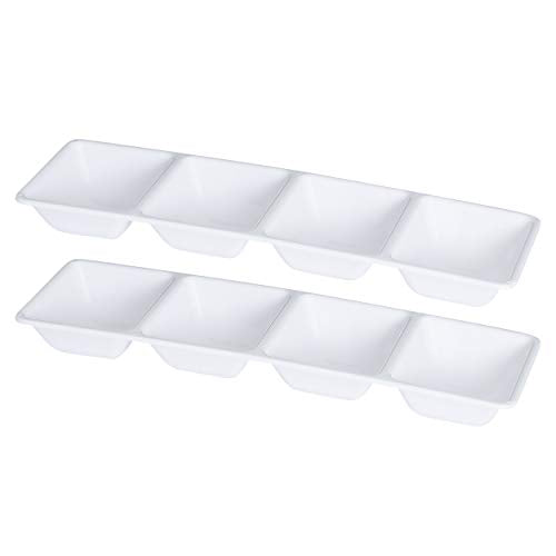 Plasticpro 4 Sectional Rectangle Plastic Disposable Serving Tray/Platter 5 X 16 White Pack of 2 - color: White