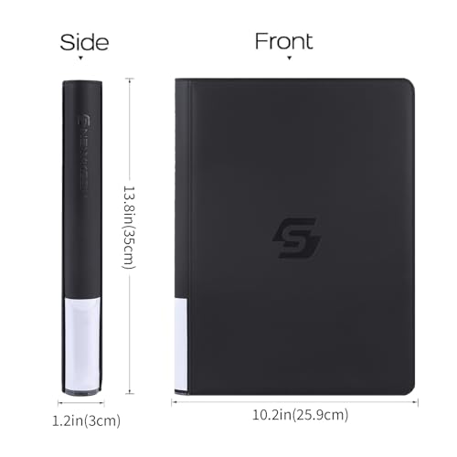 Snekdy premium 360-pocket trading card binder, 9-pocket cards album, waterproof PU-leather Cover with side loading, holds gaming, baseball, basketball & sports cards (Black)