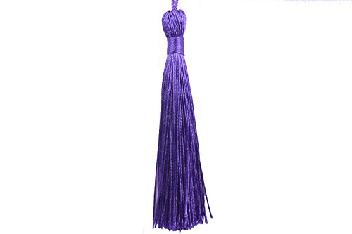 KONMAY 20pcs 3.5'' Small Silky Soft Craft Mini Bookmark Tassels with Loops for Jewelry Making, Gift Wrapping, Zipper Pull, Home Decor(Purple) - color: Purple