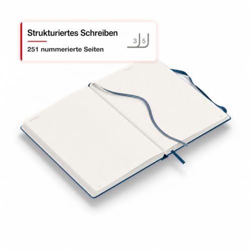 LEUCHTTURM1917 - Notebook Hardcover Medium A5-251 Numbered Pages for Writing and Journaling (Indigo, Ruled) - color: Indigo, style: Ruled